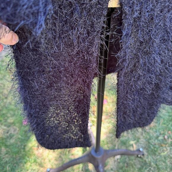 Picadilly Fashions Black Cardigan Women's Size Medium Open Front Fuzzy - Picture 11 of 12